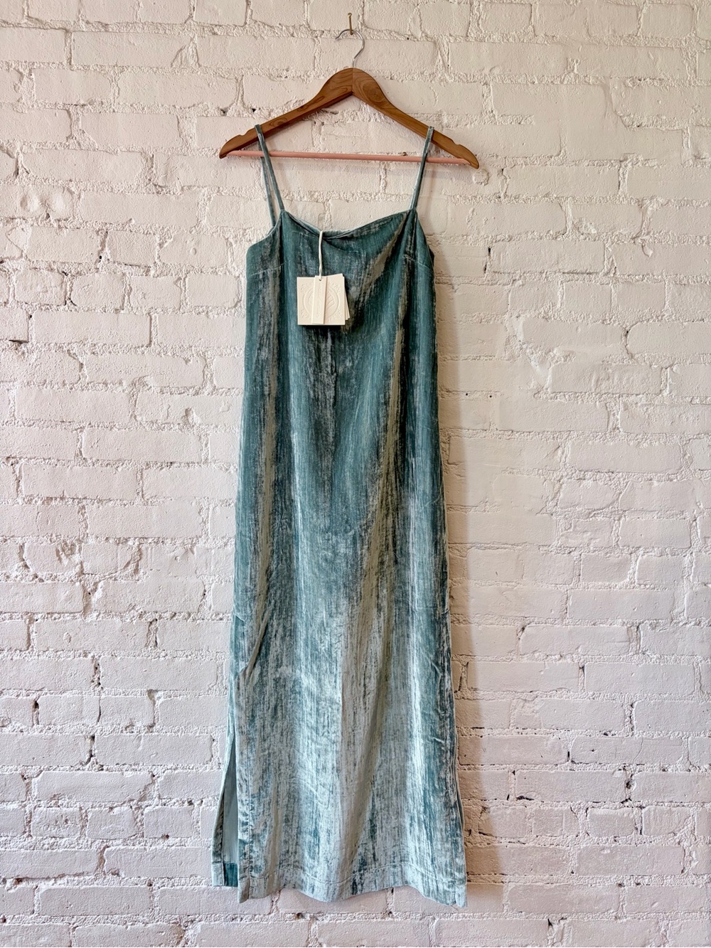 Loulou Studio Velvet Slip Maxi Dress in Teal